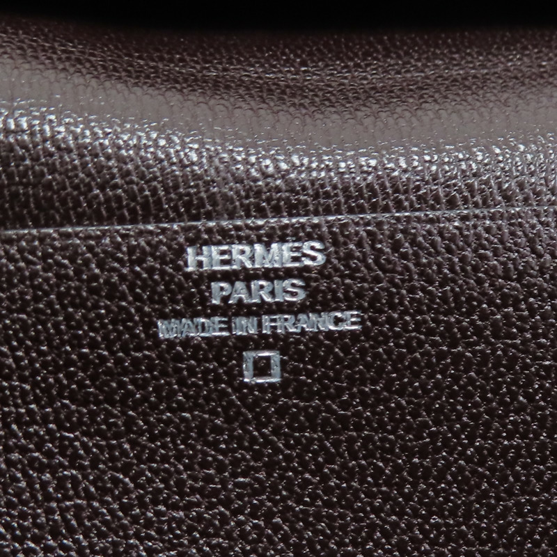 棕色 鱷魚皮 Bearn 長夾 □R刻 銀釦【HERMES 愛馬仕】-8