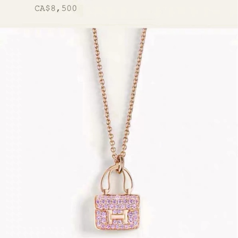 Hermes爱马仕康康粉钻项链-7