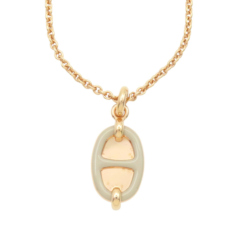 灰色琺瑯 金色鍍金 Chaine d'ancre Mini Maillon 項鍊【HERMES 愛馬仕】-0