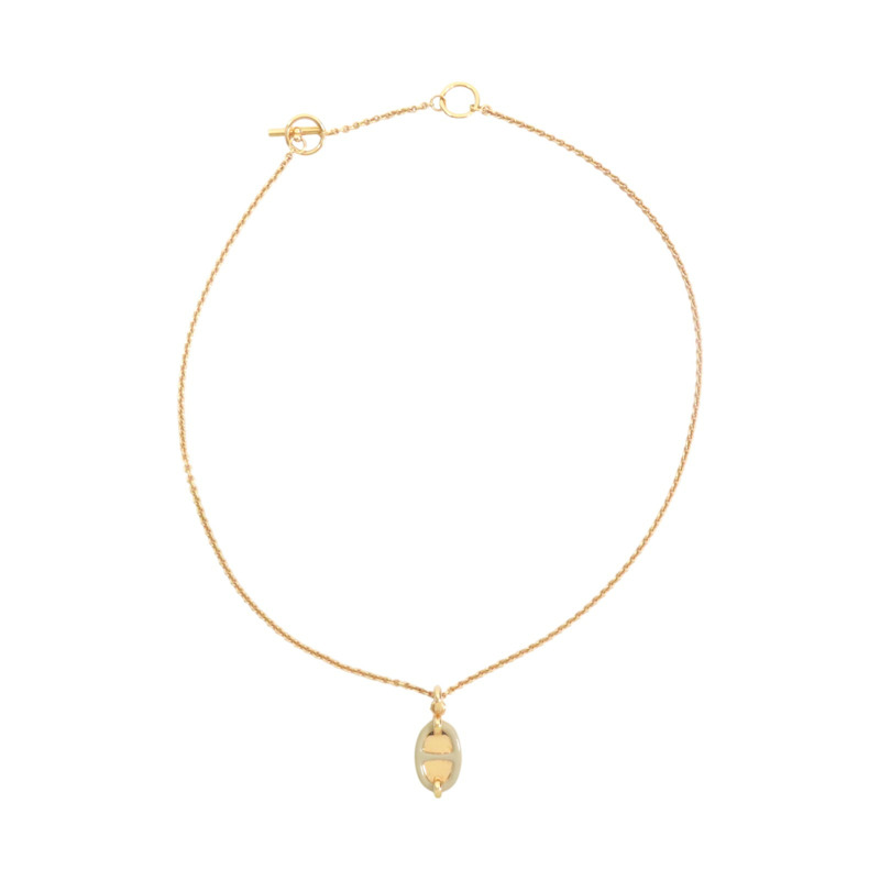 灰色琺瑯 金色鍍金 Chaine d'ancre Mini Maillon 項鍊【HERMES 愛馬仕】-1