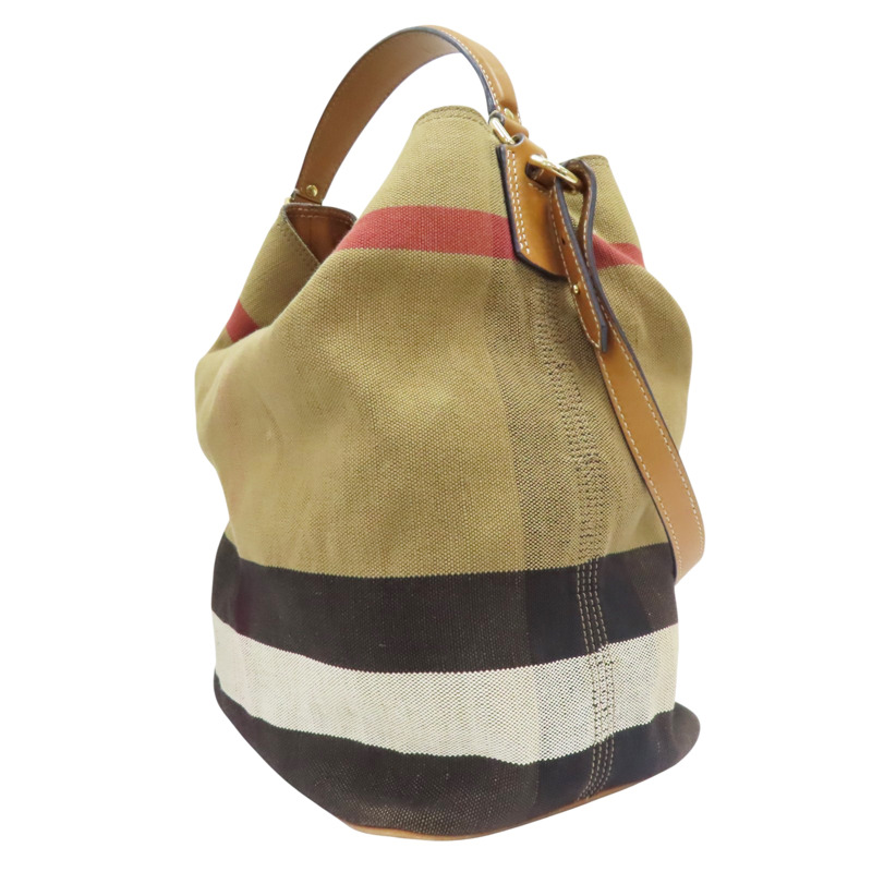 棕色 經典格紋 水桶包 肩背包【BURBERRY 巴寶莉】 3945742-2