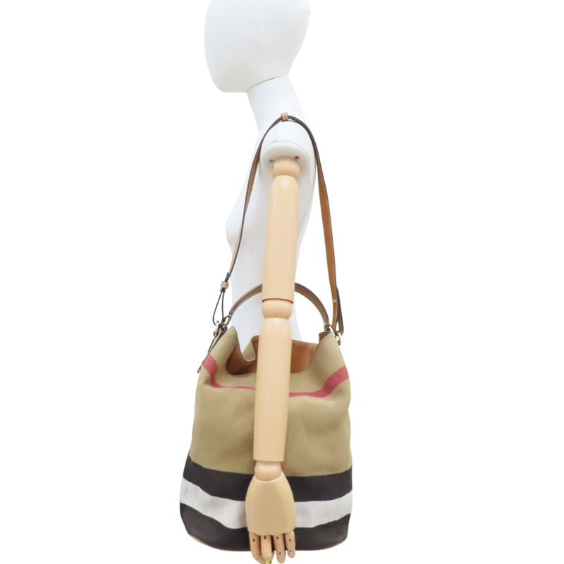 棕色 經典格紋 水桶包 肩背包【BURBERRY 巴寶莉】 3945742-6