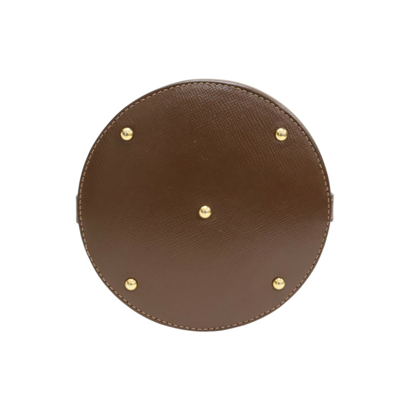 棕色 GG Supreme帆布 牛皮 Horsebit 1955 水桶包 手提包【GUCCI 古馳】 637115-3