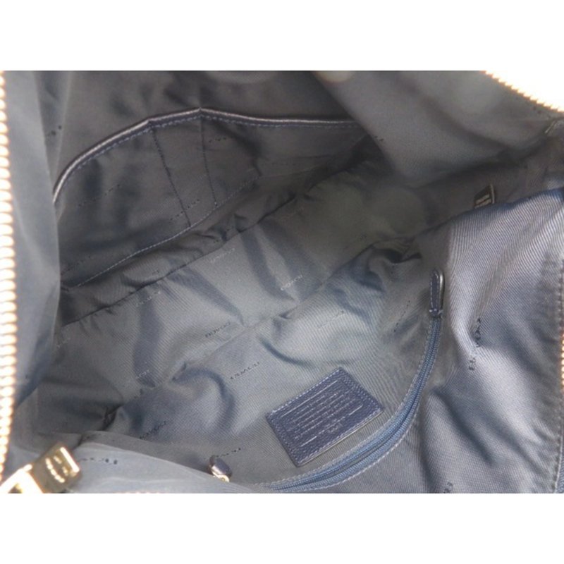 【COACH】彎月皮革兩用包-黑藍色-4