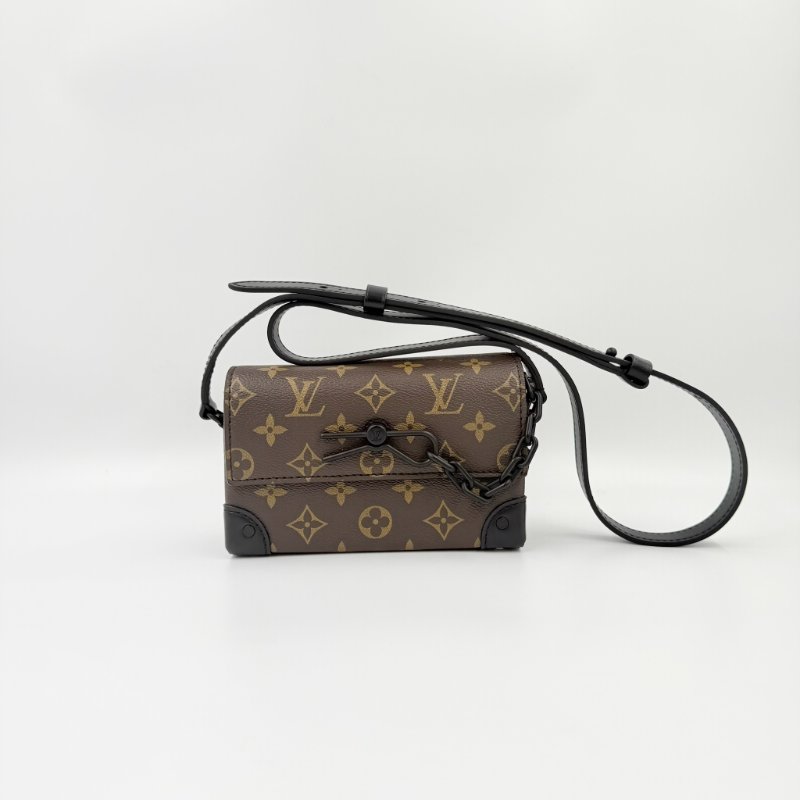 Louis Vuitton -原花拚黑色牛皮Steamer插釦斜背包-2