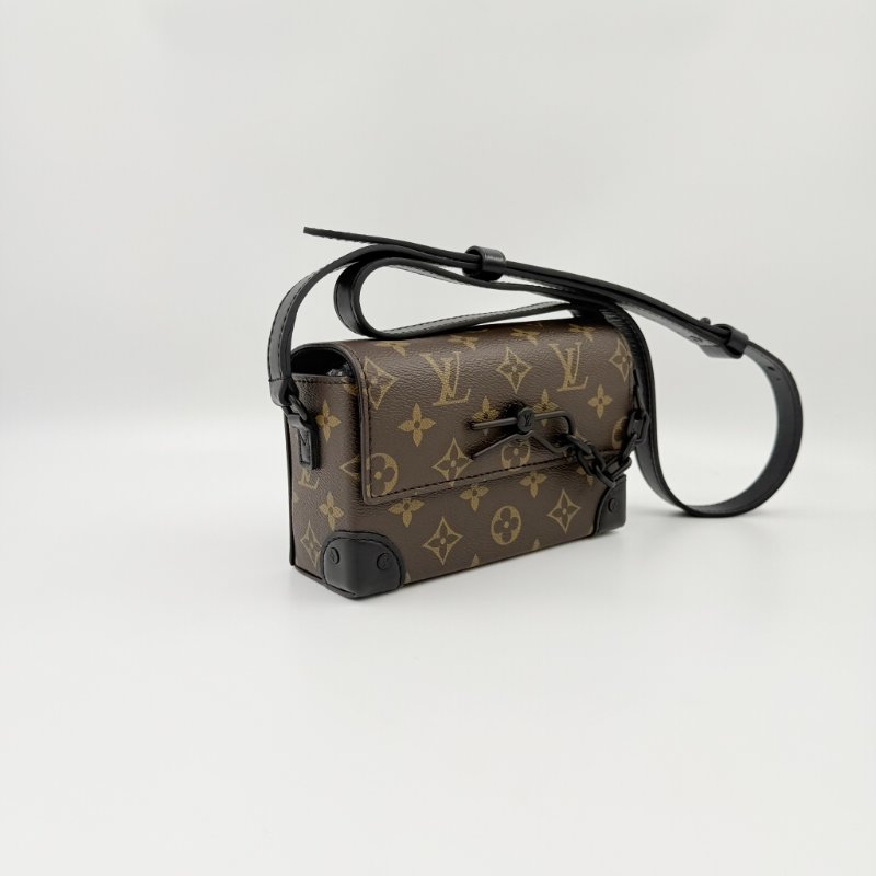 Louis Vuitton -原花拚黑色牛皮Steamer插釦斜背包-5