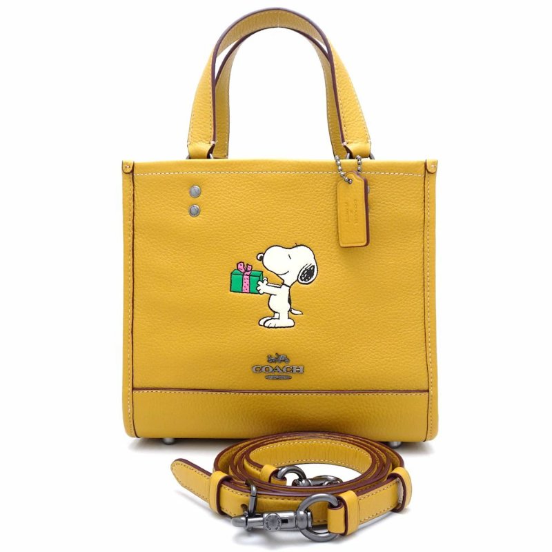 【COACH】史努比聯名款皮革二用包-黃-0