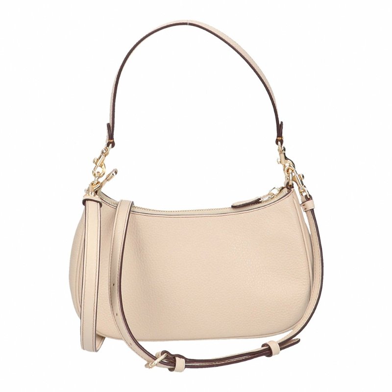 【COACH】史努比聯名款皮革肩斜背兩用彎月包-米白-2