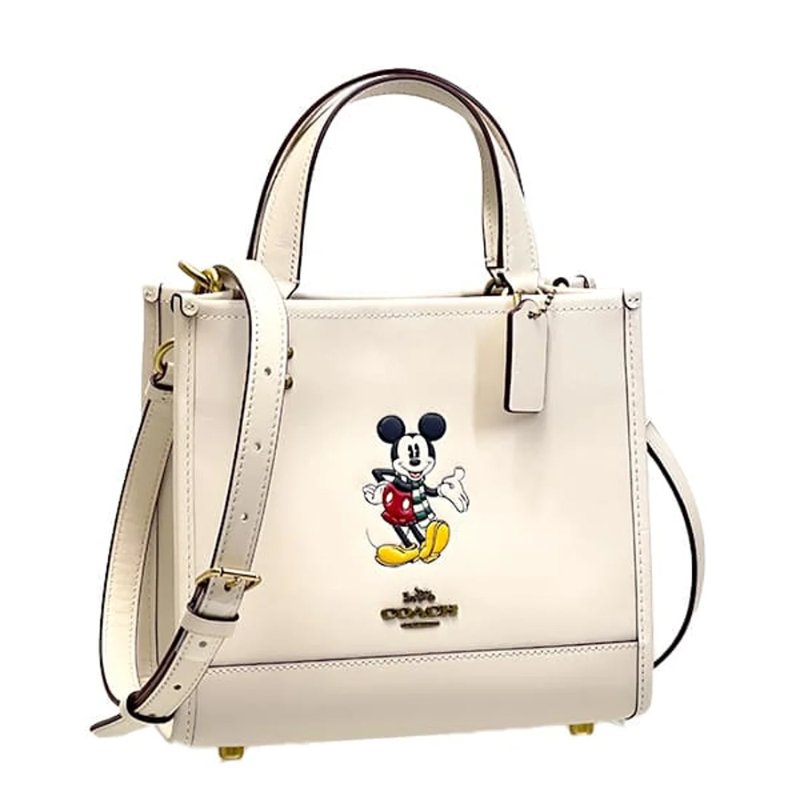 【COACH】迪士尼聯名款皮革兩用托特包-白-1