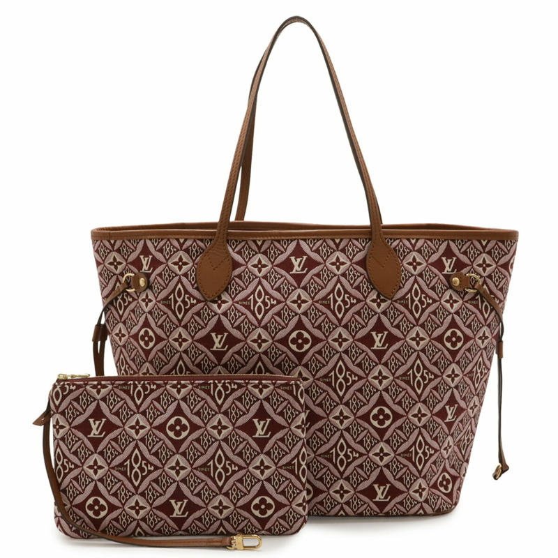 路易威登 SINCE1854 Neverfull MM 手提包/單肩包，提花皮革，波爾多紅，M57273-0