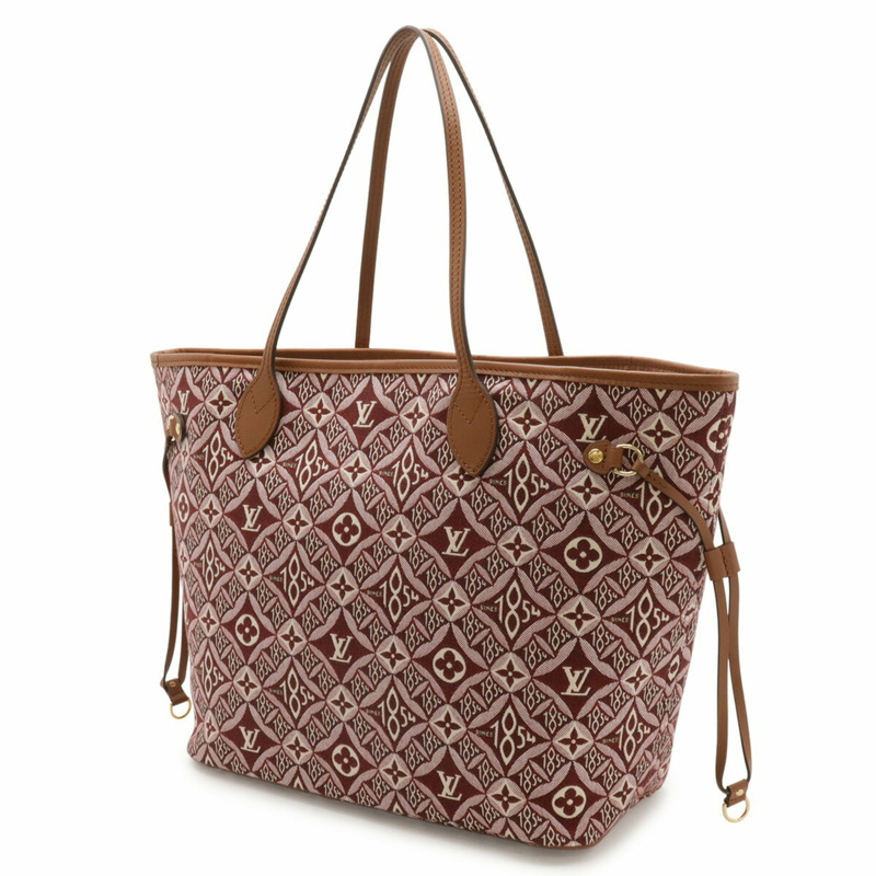 路易威登 SINCE1854 Neverfull MM 手提包/單肩包，提花皮革，波爾多紅，M57273-2