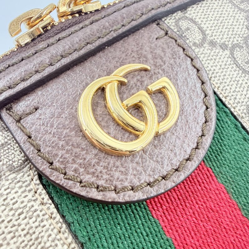 GUCCI - 原花Ophidia綠紅綠織紋拉鍊貝殼包╻小號-21