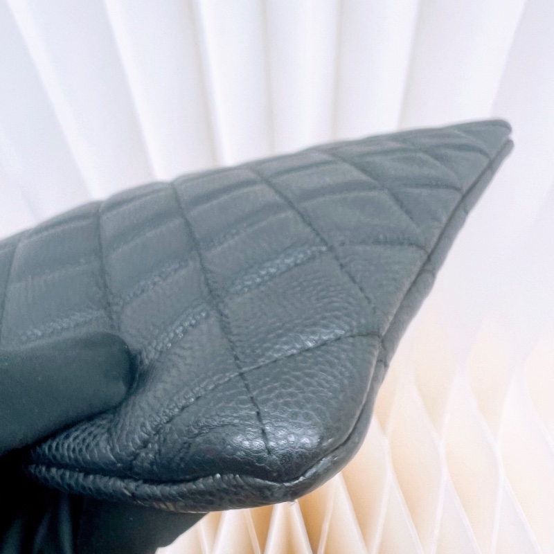 Chanel 經典黑銀牛皮手拿包-4