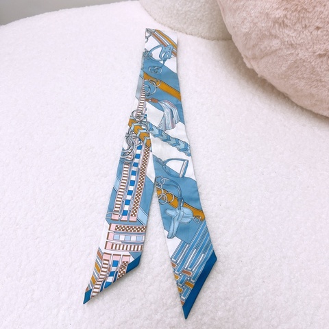 Hermes 藍色包包絲巾 brides et gris gris