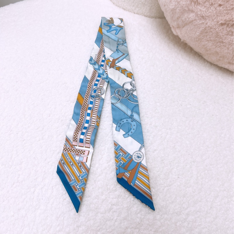 Hermes 藍色包包絲巾 brides et gris gris-1