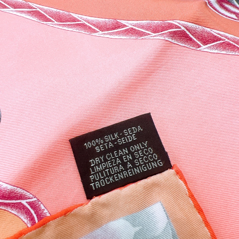 Hermes 橙色絲巾90cm 真絲披肩 robe du soir-4