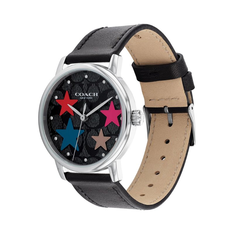 【COACH】彩色造型皮革錶帶手錶-星星-4