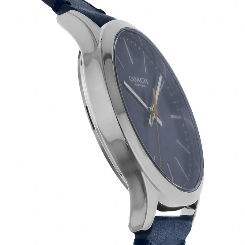 【COACH】簡約時尚皮革錶帶手錶-深藍-1