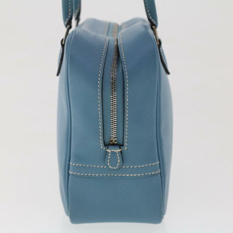 【日本直送】愛馬仕 Purum 20 手提包，淺藍色皮革，正品，貨號 49423SAM-3