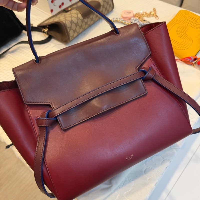 old celine belt bag 酒紅拼色 2016年的 最大號-0