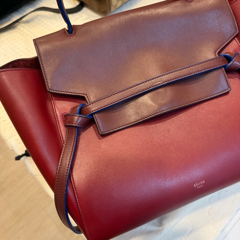 old celine belt bag 酒紅拼色 2016年的 最大號-1