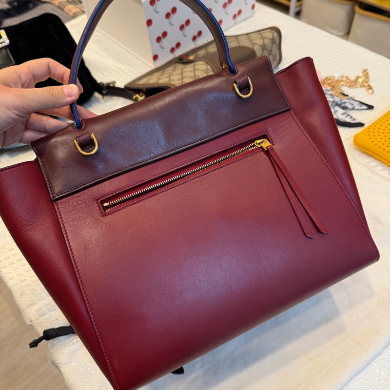 old celine belt bag 酒紅拼色 2016年的 最大號-3