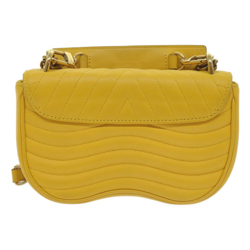 【日本直送】路易威登 New Wave 鏈條包 PM 單肩包 皮革 黃色 LV 正品 60852SAV-2