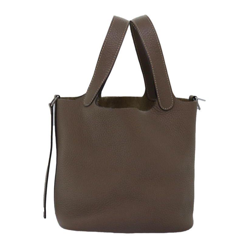 【日本直送】愛馬仕 Pico Tan Lock MM 單肩包 Taurillon Clemence Etope Auth 74760SAM-1