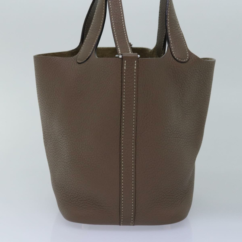【日本直送】愛馬仕 Pico Tan Lock MM 單肩包 Taurillon Clemence Etope Auth 74760SAM-3