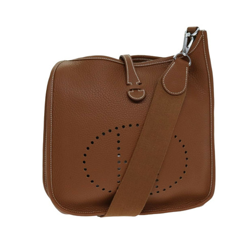 愛馬仕 Evelyn 2 PM 單肩包 Taurillon Clemence 金色 Auth 74761SM