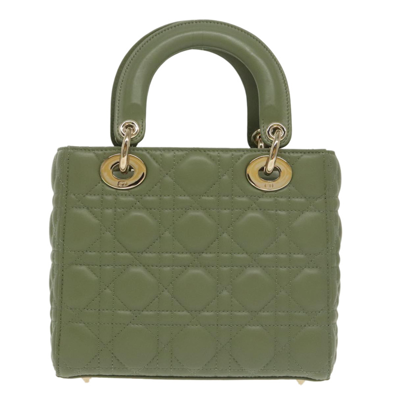 【日本直送】Christian Dior Canage 小號 Lady Dior 手袋,羊皮材質,兩用,綠色/金色,正品,貨號 101347SAM-1