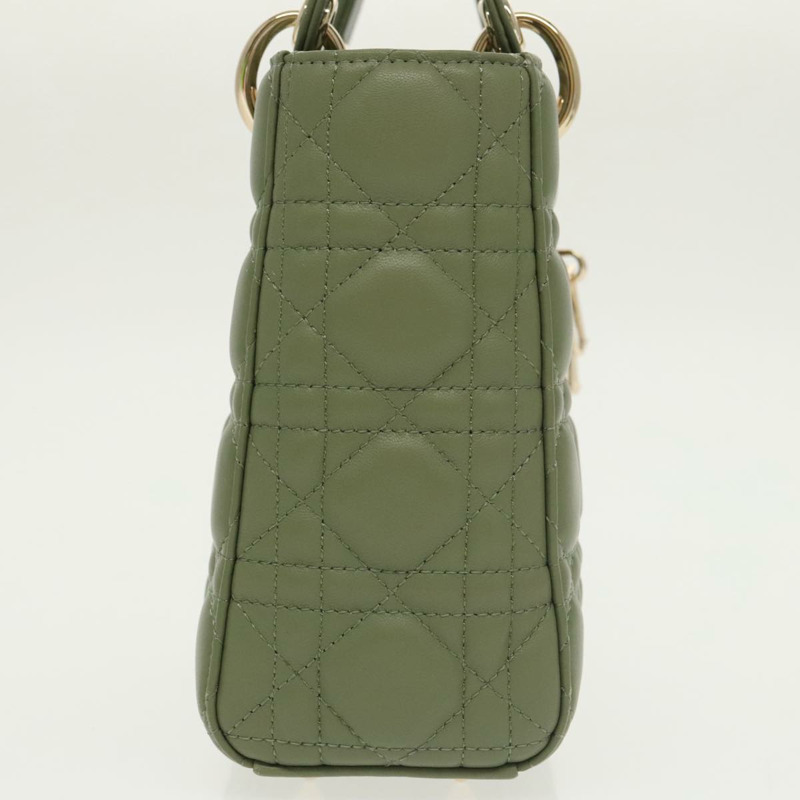 【日本直送】Christian Dior Canage 小號 Lady Dior 手袋,羊皮材質,兩用,綠色/金色,正品,貨號 101347SAM-3