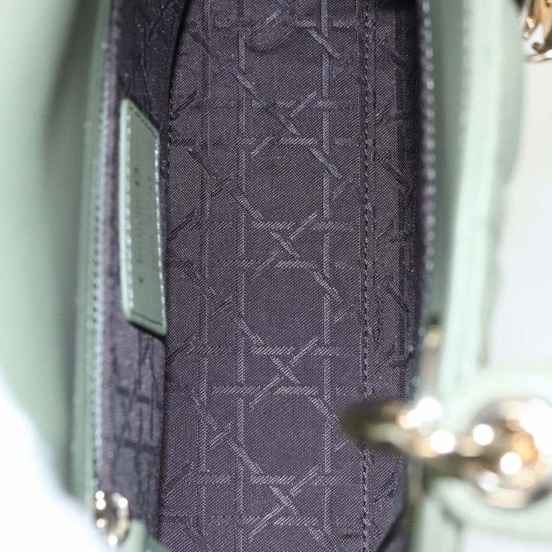 【日本直送】Christian Dior Canage 小號 Lady Dior 手袋,羊皮材質,兩用,綠色/金色,正品,貨號 101347SAM-9