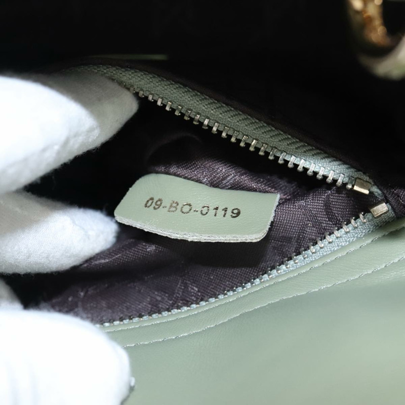【日本直送】Christian Dior Canage 小號 Lady Dior 手袋,羊皮材質,兩用,綠色/金色,正品,貨號 101347SAM-10