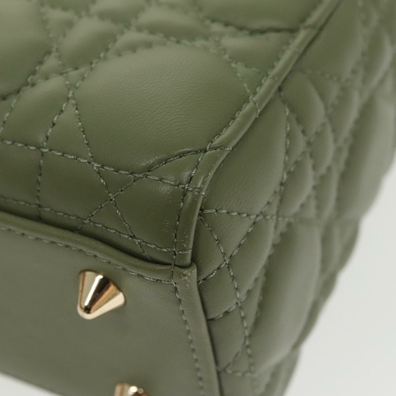 【日本直送】Christian Dior Canage 小號 Lady Dior 手袋,羊皮材質,兩用,綠色/金色,正品,貨號 101347SAM-15