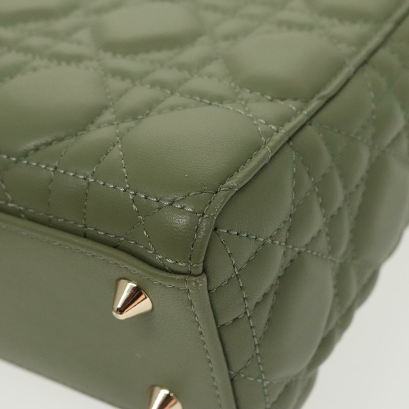 【日本直送】Christian Dior Canage 小號 Lady Dior 手袋,羊皮材質,兩用,綠色/金色,正品,貨號 101347SAM-17