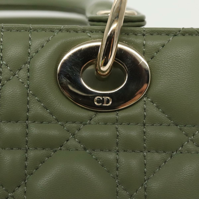 【日本直送】Christian Dior Canage 小號 Lady Dior 手袋,羊皮材質,兩用,綠色/金色,正品,貨號 101347SAM-18