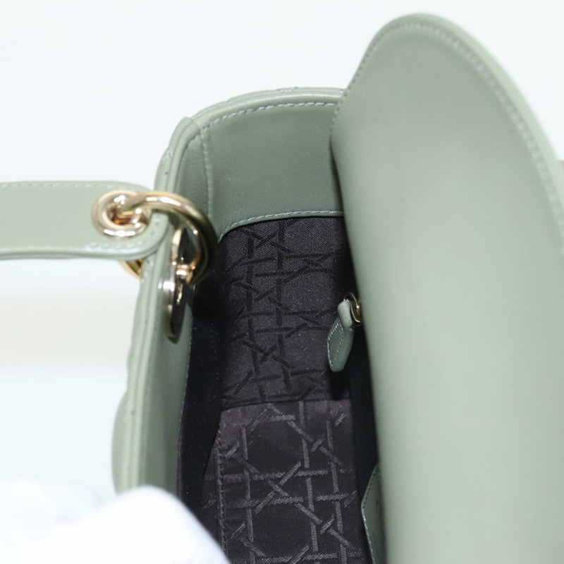 【日本直送】Christian Dior Canage 小號 Lady Dior 手袋,羊皮材質,兩用,綠色/金色,正品,貨號 101347SAM-22