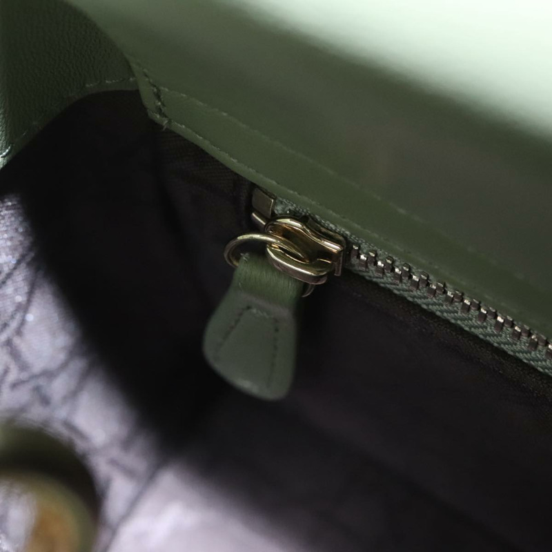 【日本直送】Christian Dior Canage 小號 Lady Dior 手袋,羊皮材質,兩用,綠色/金色,正品,貨號 101347SAM-23