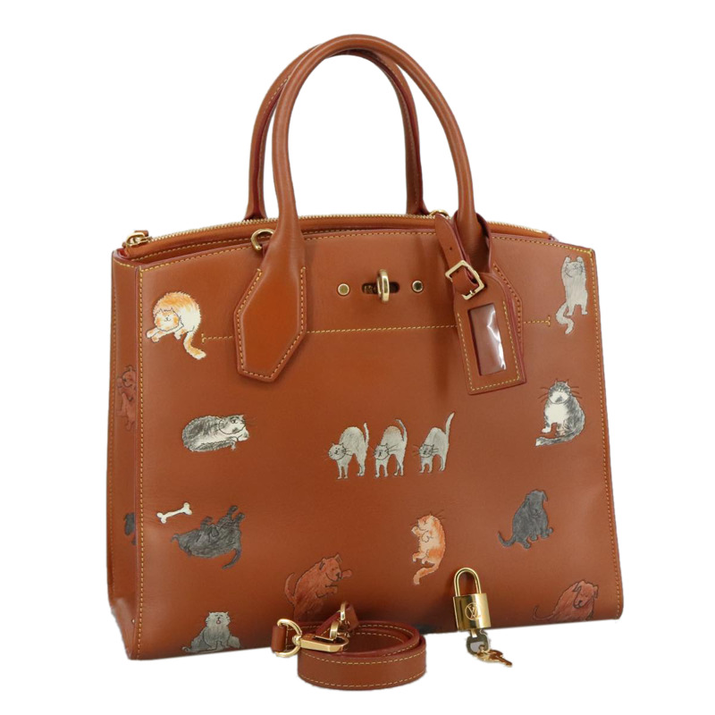 【日本直送】路易威登 Catgram City Steamer MM 手提包,皮革材質,棕色,M52969,正品編號 104191SM-0