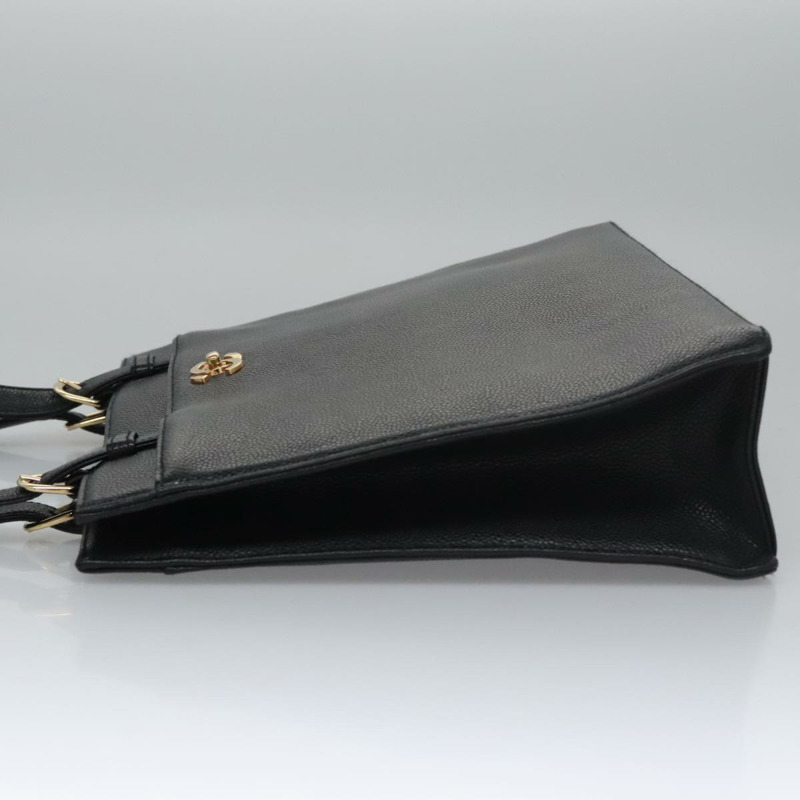 【日本直送】香奈兒 COCO 標誌手提包，魚子醬皮，黑色，金色 CC 標誌，正品編號 yk17238V-3