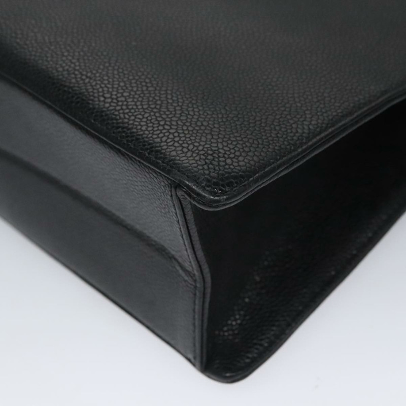 【日本直送】香奈兒 COCO 標誌手提包，魚子醬皮，黑色，金色 CC 標誌，正品編號 yk17238V-13