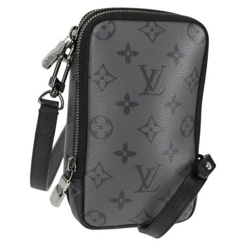 路易威登 Monogram Eclipse 雙手機包 灰色 M69534 LV Auth BA1275SAV