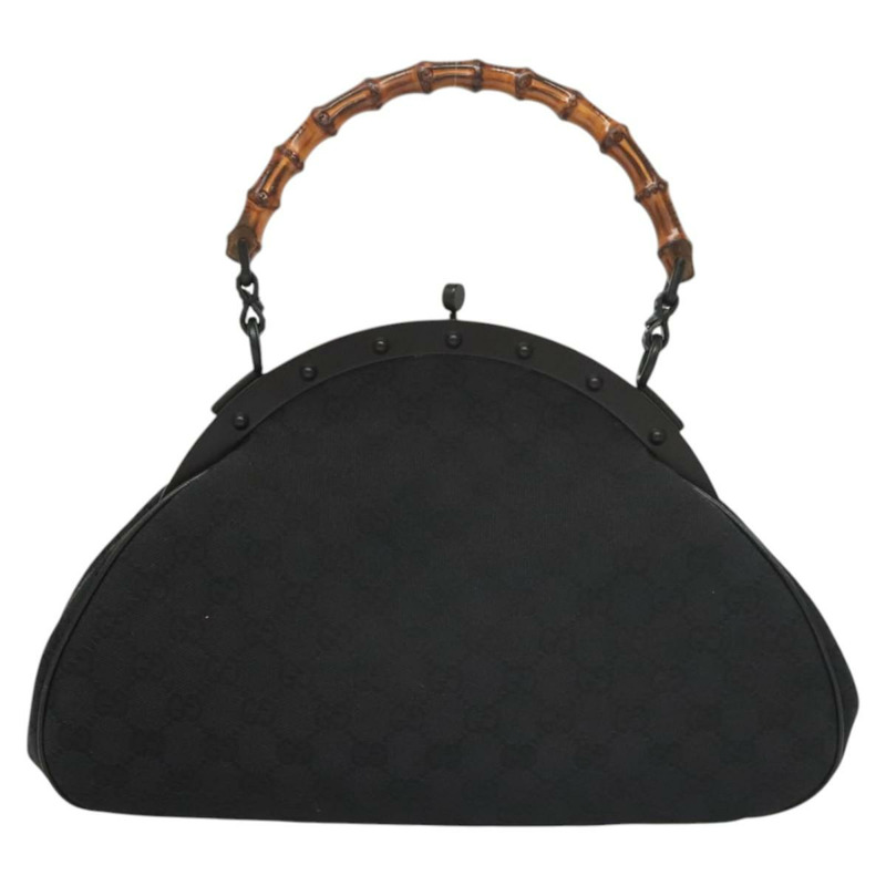 【日本直送】GUCCI GG帆布竹節按扣手提包 黑色 正品 119629V-1