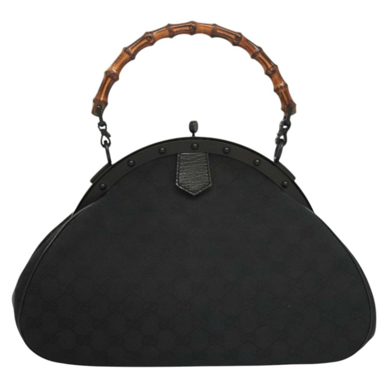 【日本直送】GUCCI GG帆布竹節按扣手提包 黑色 正品 119629V-12