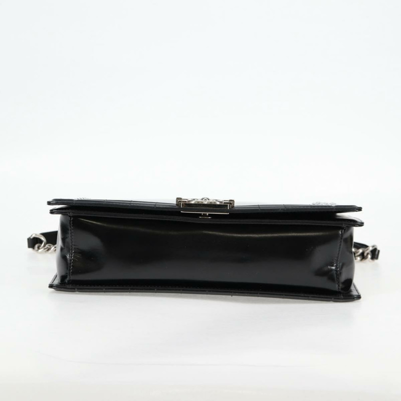 【日本直送】香奈兒 (CHANEL) Boy Chanel 鏈條肩背包，黑色銀色皮革，CC標誌，正品編號 bs26444SAV-4