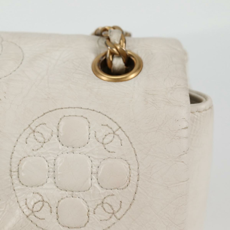 【日本直送】香奈兒鏈條肩背包 漆皮 白色 金色 CC 標誌 Auth 118910V-1