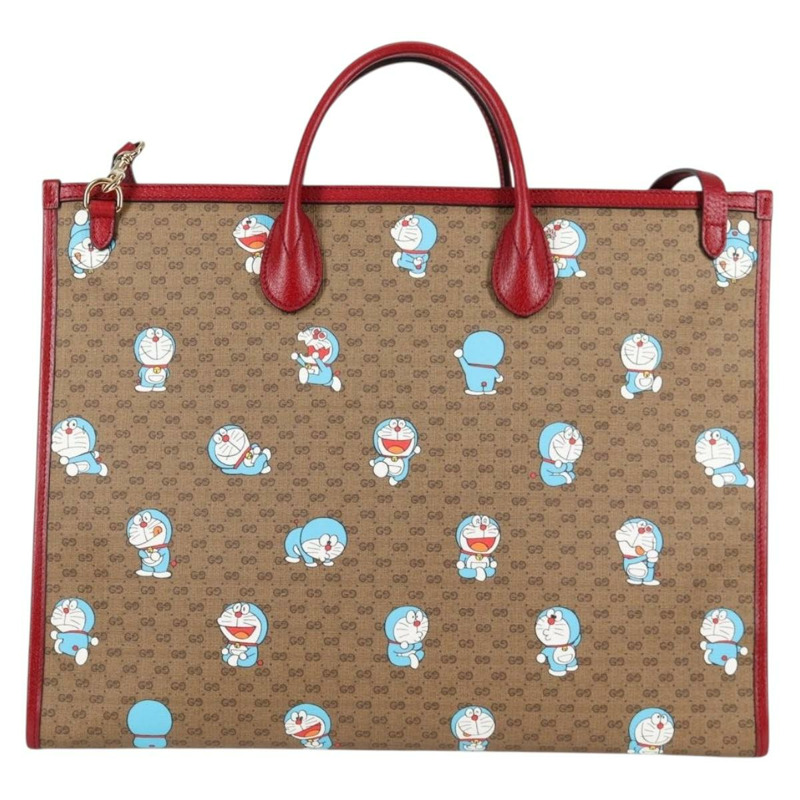 【日本直送】GUCCI Micro GG Supreme哆啦A夢手提包 PVC材質 兩用 棕金色 653952 正品 131782SAM-1