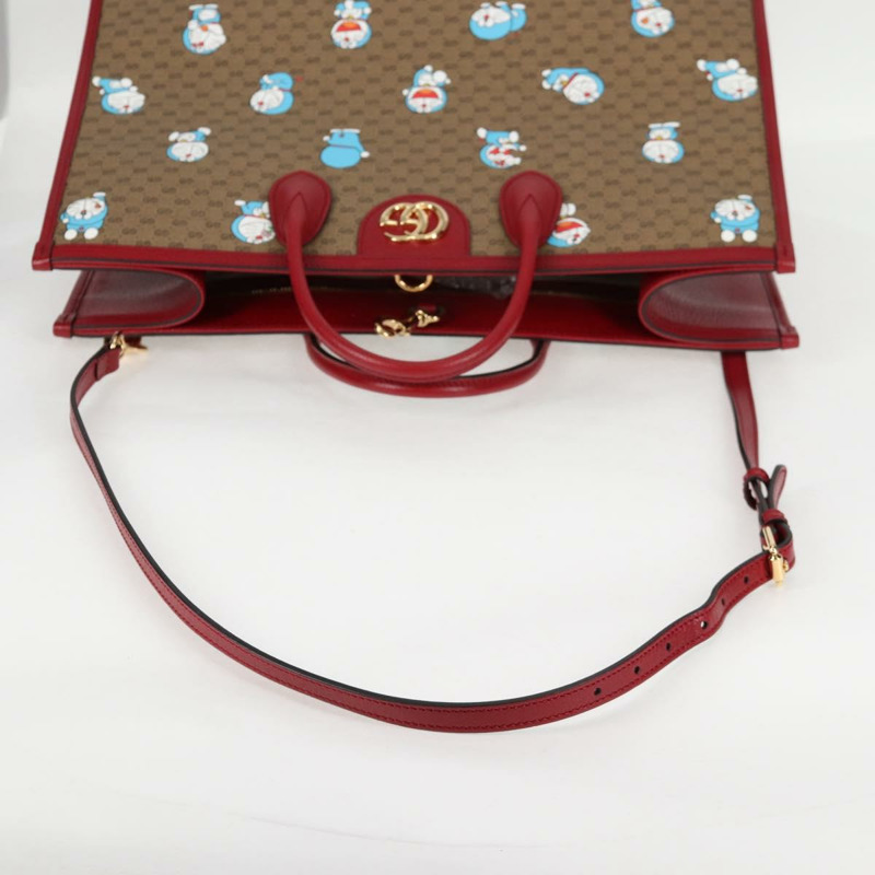 【日本直送】GUCCI Micro GG Supreme哆啦A夢手提包 PVC材質 兩用 棕金色 653952 正品 131782SAM-7
