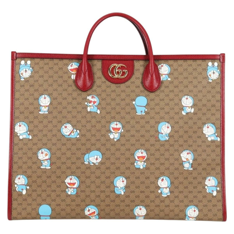 【日本直送】GUCCI Micro GG Supreme哆啦A夢手提包 PVC材質 兩用 棕金色 653952 正品 131782SAM-12